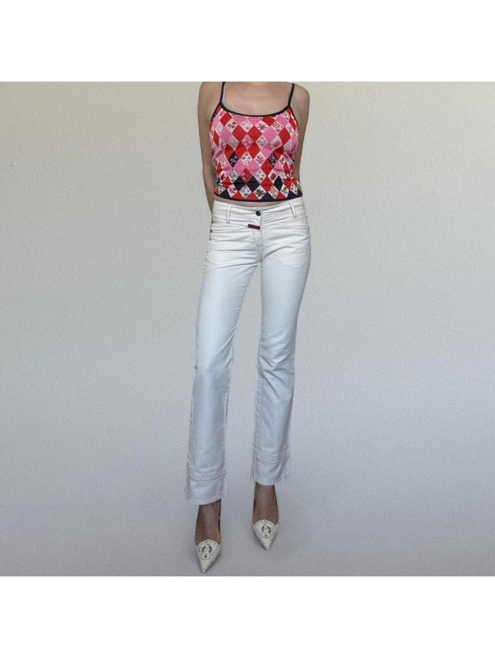 Y2K Marithe Francois Girbaud white jeans Sz XS